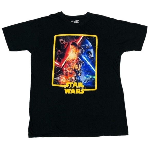 Star Wars The‎ Force Awakens Movie T-Shirt Size XL Galaxy Premiere Double Side - Picture 1 of 8